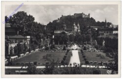 Salzburg, Schloss Mirabell, Mirabellgarten mit Dom und Festung