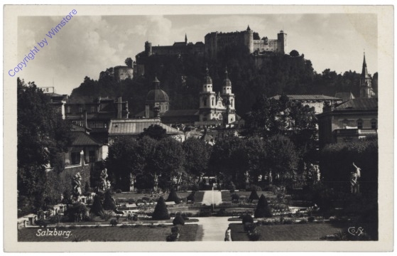 Salzburg, Schloss Mirabell, Mirabellgarten mit Dom und Festung