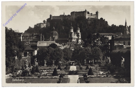 Salzburg, Schloss Mirabell, Mirabellgarten mit Dom und Festung