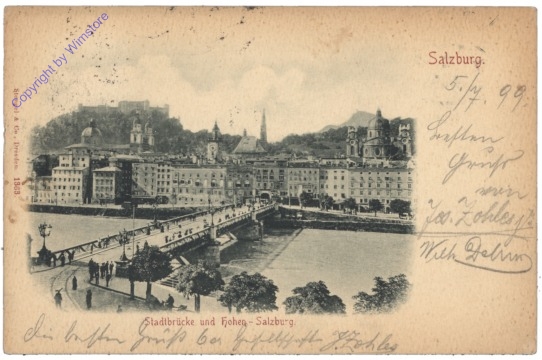 Salzburg, Staatsbrücke und Hohen-Salzburg