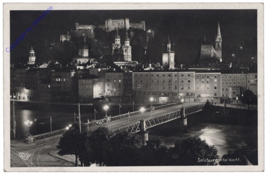 Salzburg, Staatsbrücke bei Nacht