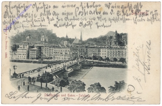 Salzburg, Staatsbrücke und Hohen-Salzburg