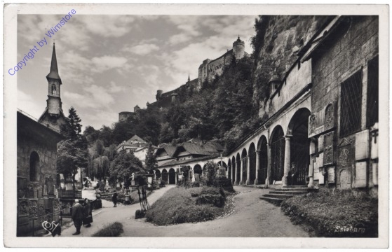 Salzburg, Friedhof St. Peter mit St. Margarethen-Kapelle, Hohensalzburg und Katakomben
