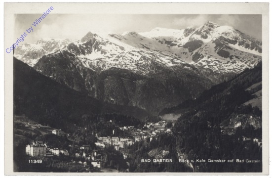 Bad Gastein, Blick vom Kafe Gamskar auf Bad Gastein