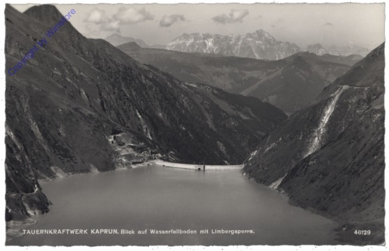 Kaprun, Tauernkraftwerk Kaprun. Blick auf Wasserfallboden mit Limbergsperre