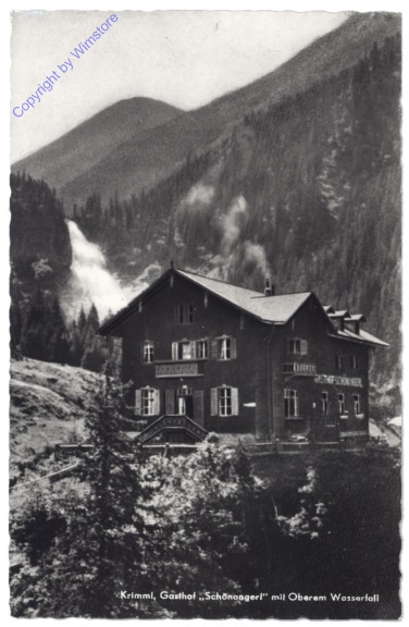 Krimml, Gasthof "Schönangerl" mit Oberem Wasserfall