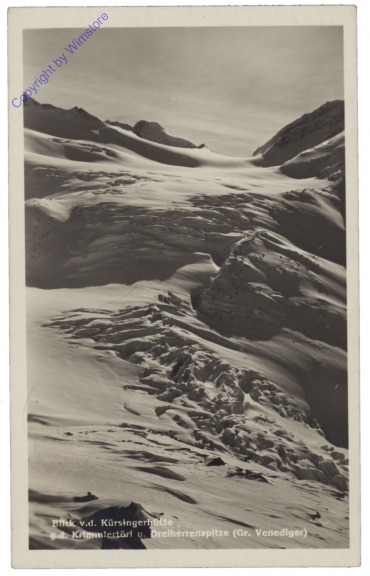 Krimml, Blick v.d. Kürsingerhütte g.d. krimmlertörl u. Dreiherrenspitze