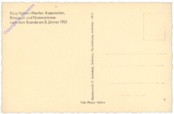 Werfen, Burg Hohen-Werfen. Kasematten, Rittersaal und Fürstenzimmer nach dem Brande am 8. Jänner 1931