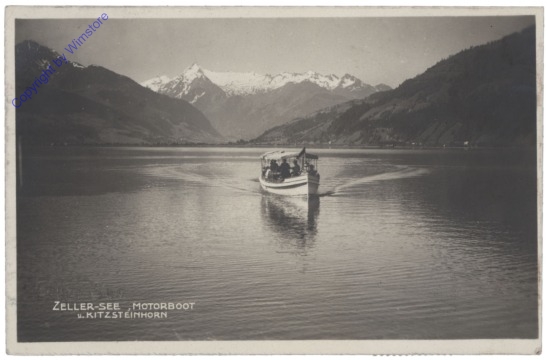 ak122517 Zell am See, Zellersee, Motorboot u. Kitzsteinhorn