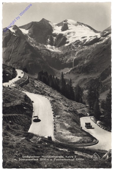 Großglockner, Hochalpenstrasse, Kehre 2 mit Sonnwelleck u. Fuscherkarkopf