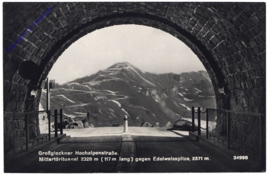 Großglockner, Hochalpenstrasse, Mittertörltunnel gegen Edelweisspitze