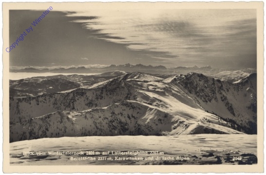 Metnitz, Blick vom Wintertalernock auf Lattersteighöhe, Beretthöhe, Karawanken und Julische Alpen