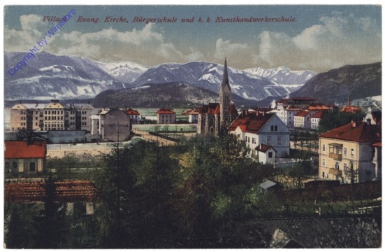 Villach, Evang. Kirche, Bürgerschule und k.k.Kunsthandwerkerschule