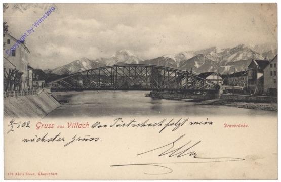 Villach, Draubrücke, Gruss aus