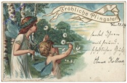 Elfen mit Blumen am See