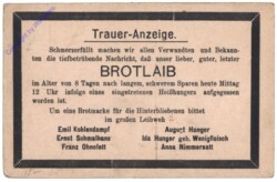 Traueranzeige Brotlaib