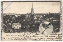 Bad Hall, Gruss aus, mechanische Drehkarte, Revolverkarte