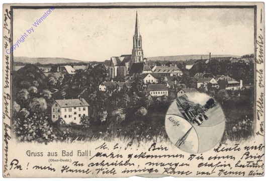 Bad Hall, Gruss aus, mechanische Drehkarte, Revolverkarte