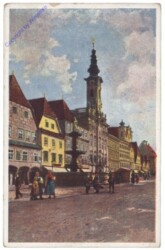 Steyr, Rathaus mit Brunnen
