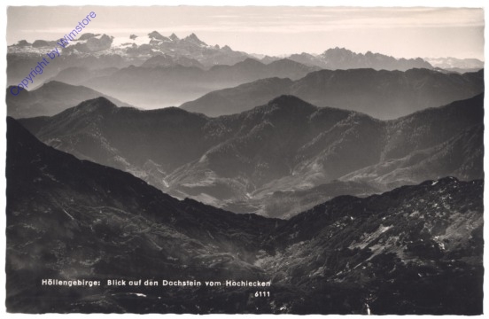 Zell am Attersee, Höllengebirge: Blick auf Dachstein vom Hochlecken