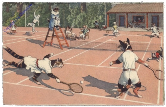 ak124727 Katzen beim Tennis