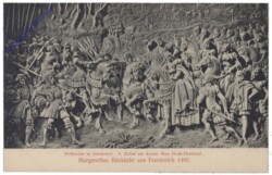 Innsbruck, Hofkirche, 8. Relief am Kaiser Max Gab-Denkmal, Margarethas Rückkehr aus Frankreich 1493