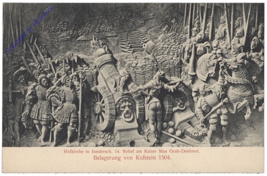 Innsbruck, Hofkirche, 14. Relief am Kaiser Max Gab-Denkmal, Belagerung von Kufstein 1504