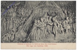 Innsbruck, Hofkirche, 16. Relief am Kaiser Max Gab-Denkmal, Die Liga von Cambray 1508