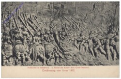 Innsbruck, Hofkirche, 3. Relief am Kaiser Max Gab-Denkmal, Erstürmung von Arras 1492