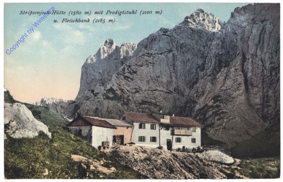 Kufstein, Stripsenjoch-Hütte mit Predigtstuhlu. Fleischbank