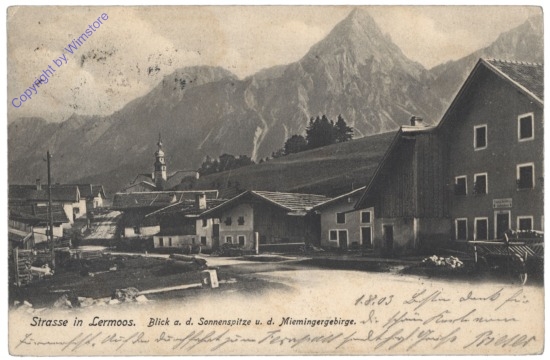 Lermoos, Strasse, Blick a.d. Sonnenspitze u.d. Miemingergebirge