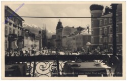 Lienz, Terrassenausblick vom Hotel Post auf Kaiser-Josefs-Platz