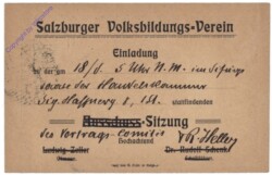 Postkarte aus 1902; Salzburger Volksbildungs-Verein - Einladung