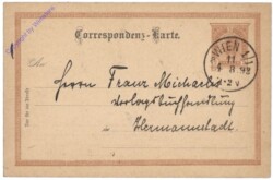 Correspondenz-Karte aus 1892; k.u.k hofbuchhandlung Wilhelm Frick