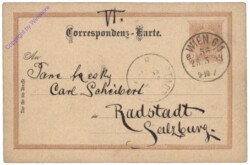 Correspondenz-Karte aus 1893; Lieber Carl Nr VI.
