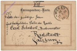 Correspondenz-Karte aus 1893; Lieber Carl Nr VIII.