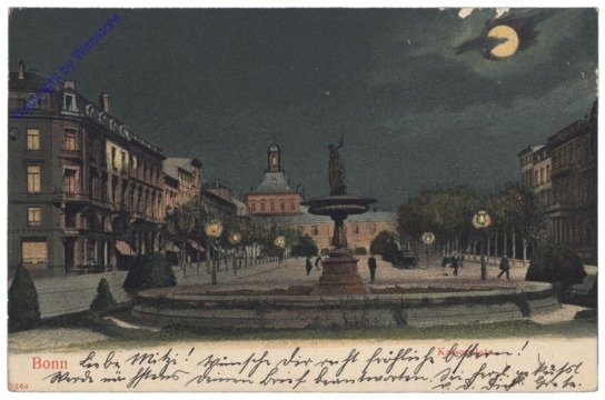 Bonn, Kaiserplatz, Mondschein