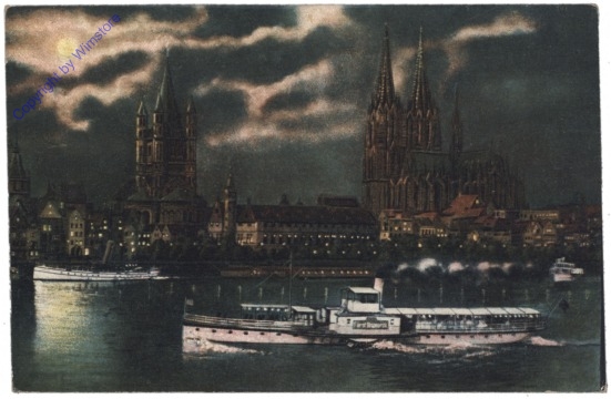 Köln, Panorama, Mondschein