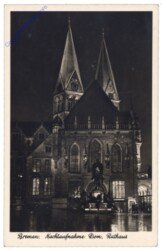 Bremen, Nachtaufnahme Dom, Rathaus