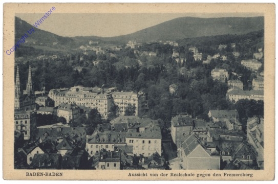 Baden-Baden, Aussicht von der Realschule gegen den Fremersberg