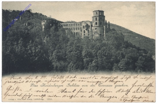 Heidelberg, Das Heidelberger Schloß von der Terrasse gesehen