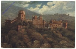 Heidelberg, Das Schloß von der Hirschgasse gesehen