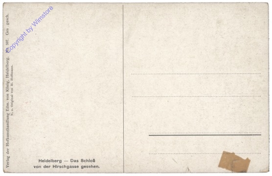 Heidelberg, Das Schloß von der Hirschgasse gesehen