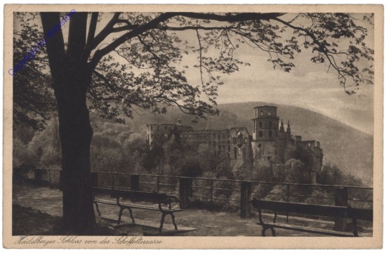 Heidelberg, Heidelberger Schloss von der Scheffelterrasse