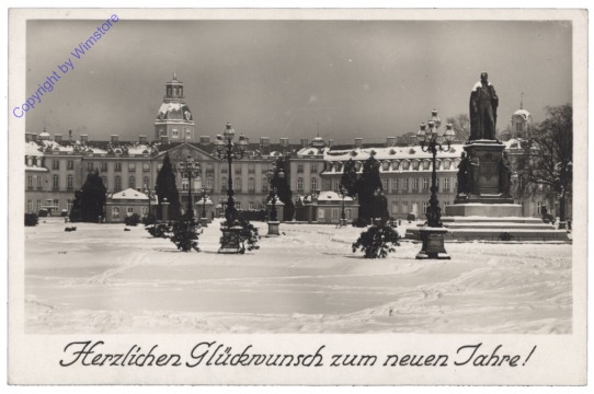 ak126702 Karlsruhe, Landesmuseum im Winter, Herzlichen Glückwunsch zum neuen Jahre