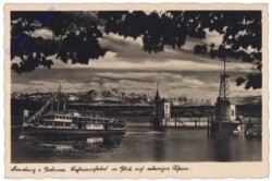 Konstanz, Hafenausfahrt m. Blick auf Schweizer Alpen