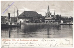 Konstanz, Hafen mit Concilienhaus und Münster