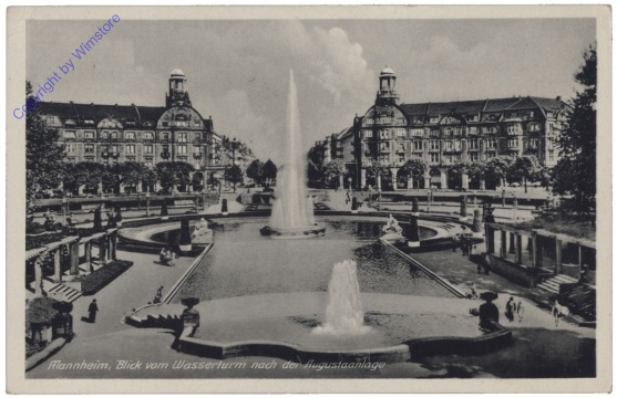 ak126764 Mannheim, Blick vom Wasserturm nach der Augustanlage