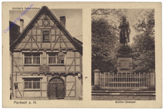 ak126765 Marbach, Schiller's Geburtshaus, Schiller-Denkmal