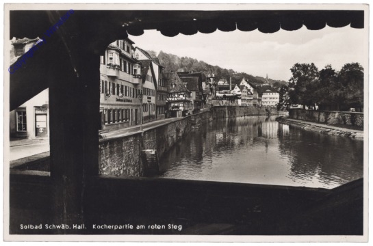ak126806 Schäbisch Hall, Kocherpartie am roten Steg